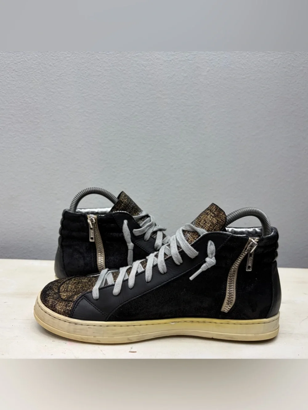 P448 Skate Leather High Top Zip Sneakers Size 39